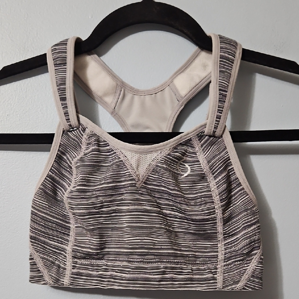 Moving Comfort Black & Gray Sports Bra with Moisture-Wicking Fabric Size 30C